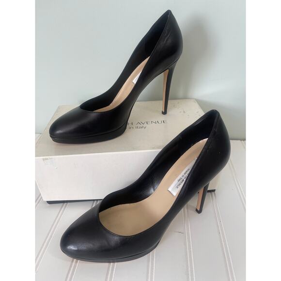 Saks Fifth Avenue Angie Black Pump Heels Stiletto Made in Italy Size Women's 10 - Picture 1 of 10